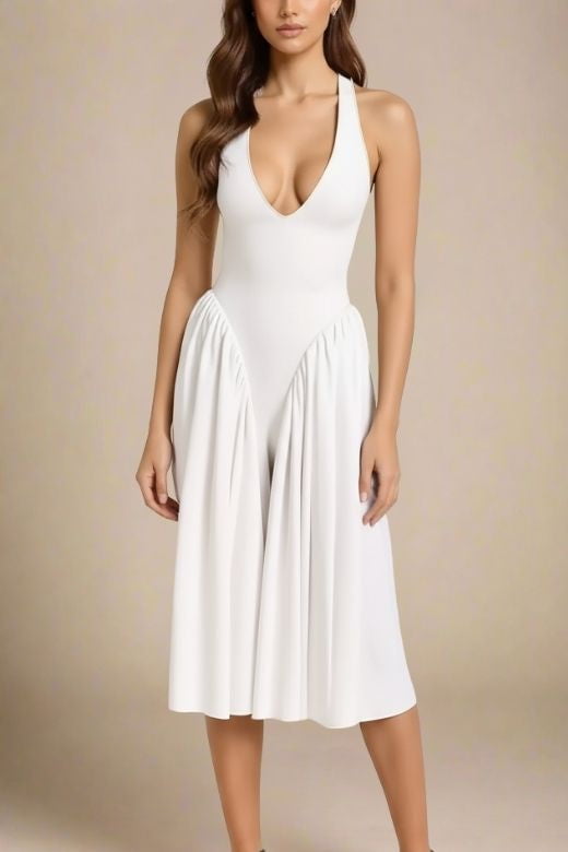 Austen Bodycon Midi Dress - White Pearl
