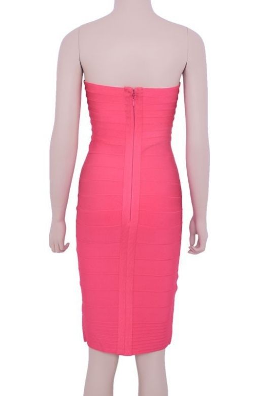 Woman wearing a figure flattering Aaliyah Bandage Midi Dress - Hot Pink BODYCON COLLECTION Pty Ltd