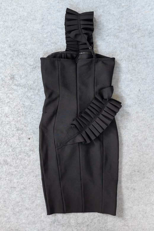 Woman wearing a figure flattering  Aimee Bodycon Dress - Classic Black BODYCON COLLECTION