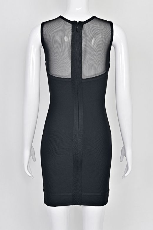Woman wearing a figure flattering Aspen Bodycon Mini Dress - Classic Black BODYCON COLLECTION Pty Ltd