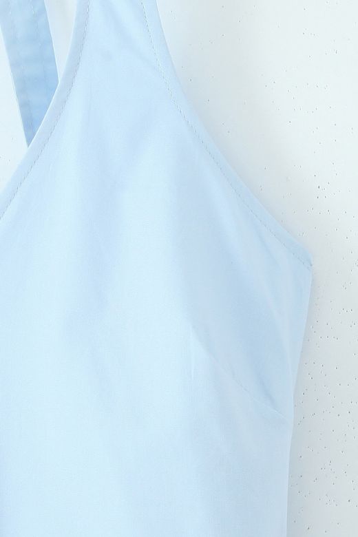 Woman wearing a figure flattering Austen Bodycon Midi Dress - Sky Blue BODYCON COLLECTION