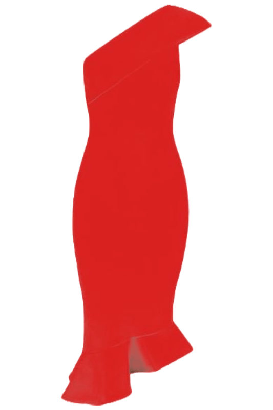 Woman wearing a figure flattering Avery Bandage Dress - Lipstick Red BODYCON COLLECTION