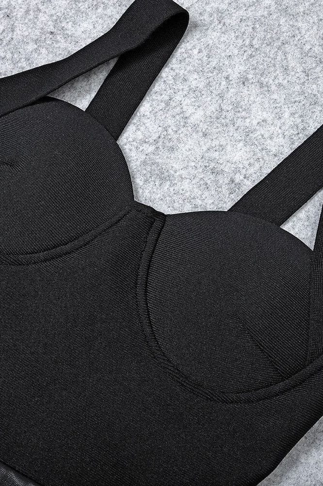 Woman wearing a figure flattering Beth Bandage Corset Dress - Classic Black BODYCON COLLECTION