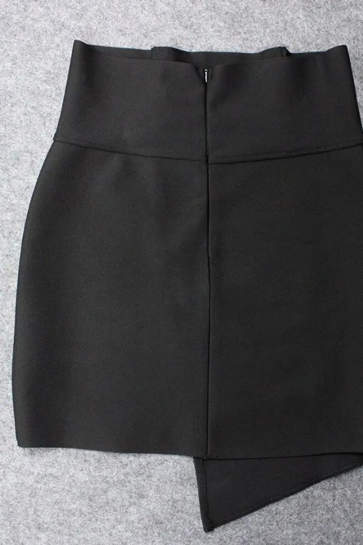 Woman wearing a figure flattering Bianca High Waist Bandage Mini Skirt - Classic Black BODYCON COLLECTION Pty Ltd