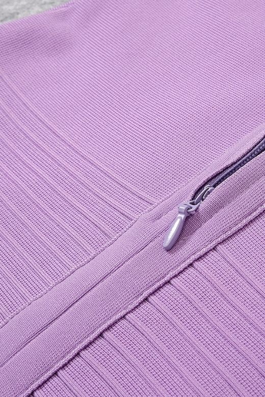 Woman wearing a figure flattering Billie Bandage Midi Dress - Violet Purple Bodycon Collection