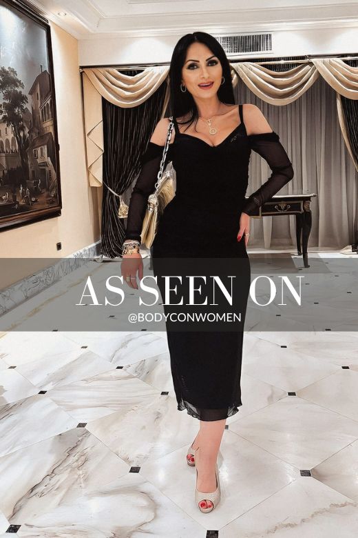 Woman wearing a figure flattering Brianna Bodycon Long Sleeve Maxi Dress - White Pearl BODYCON COLLECTION