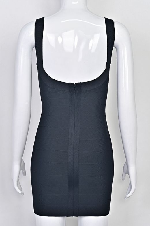 Woman wearing a figure flattering Cindy Bandage Mini Dress - Classic Black BODYCON COLLECTION Pty Ltd