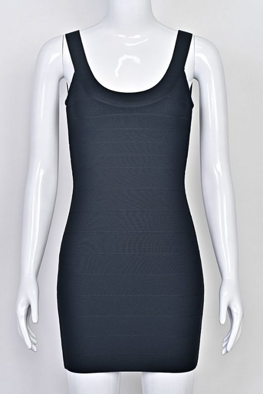 Woman wearing a figure flattering Cindy Bandage Mini Dress - Classic Black BODYCON COLLECTION Pty Ltd