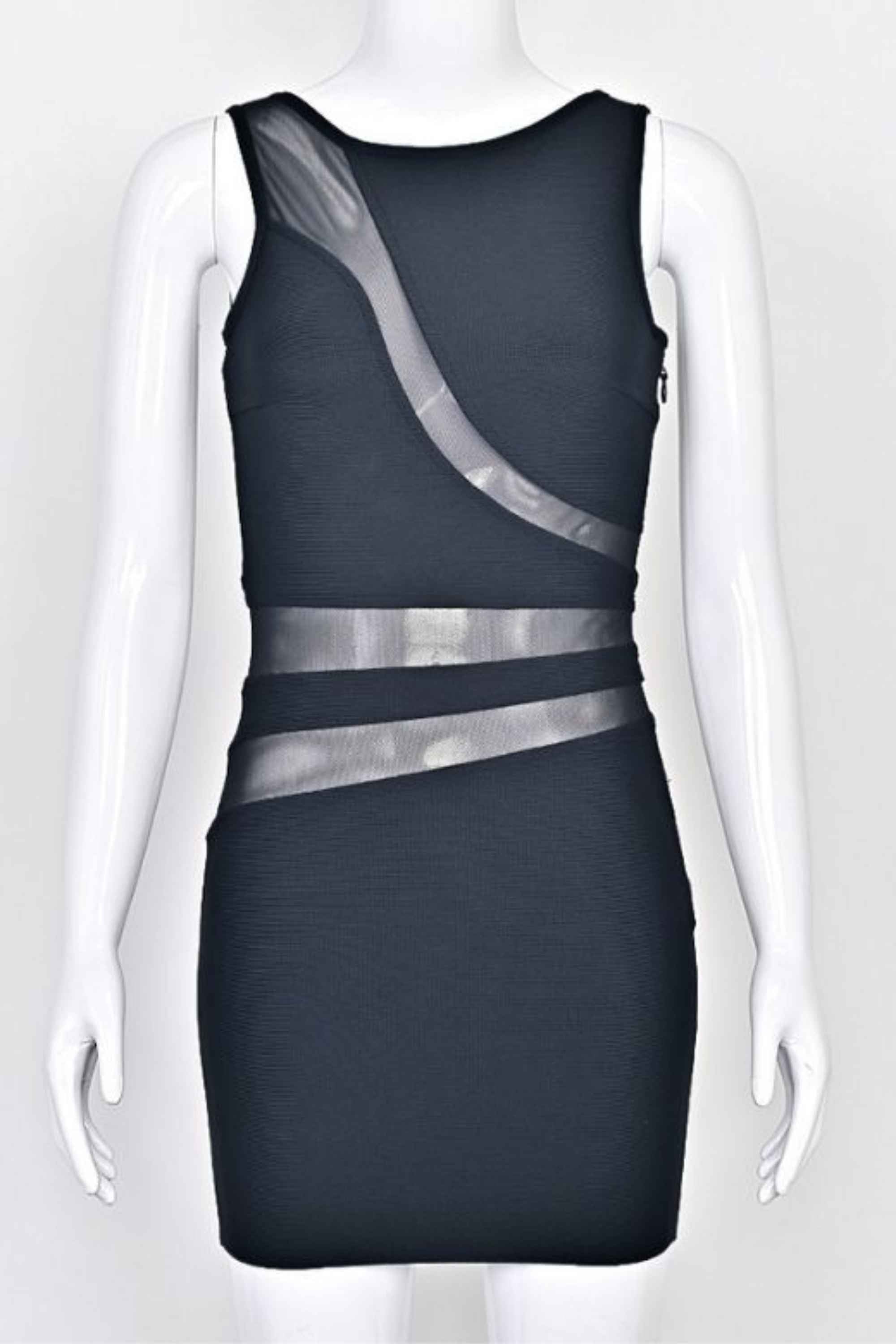 Woman wearing a figure flattering Ellie Bodycon Mini Dress - Classic Black BODYCON COLLECTION Pty Ltd