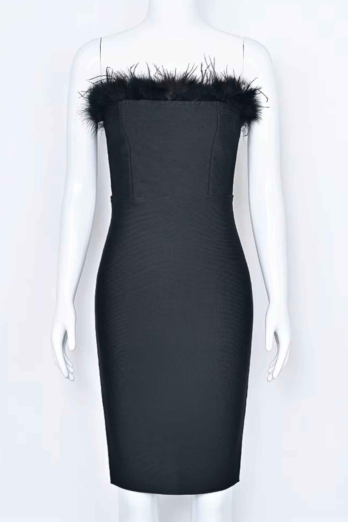 Woman wearing a figure flattering Erin Bandage Dress - Classic Black BODYCON COLLECTION