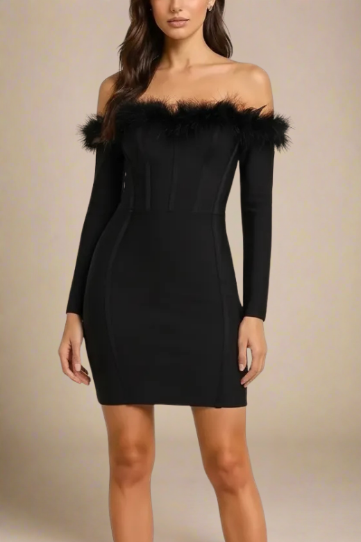 Erin Black Long Sleeve Dress | Black Mini Dress