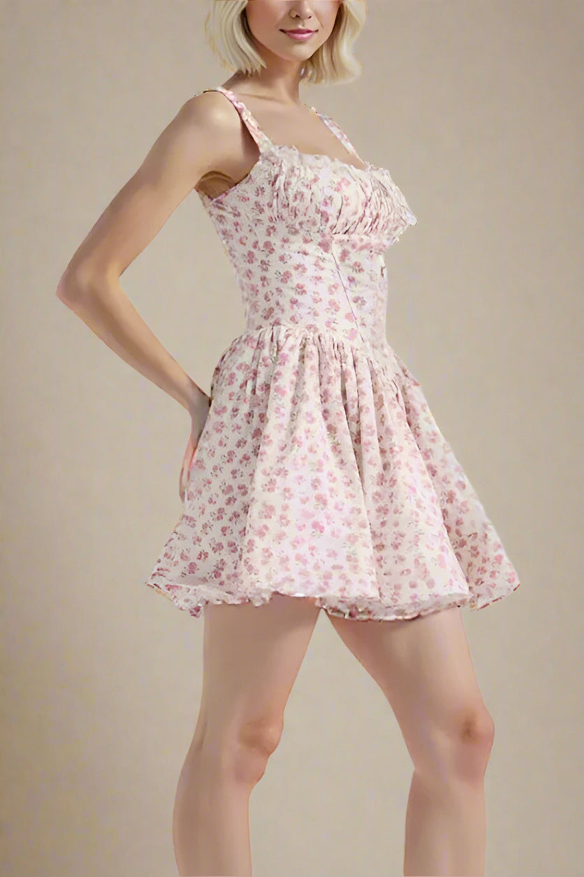 Woman wearing a figure flattering Estelle Bodycon Mini Dress - Blush Pink BODYCON COLLECTION Pty Ltd