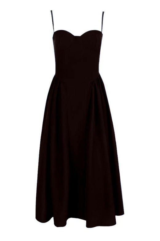 Woman wearing a figure flattering Everly Day Midi Dress - Classic Black BODYCON COLLECTION