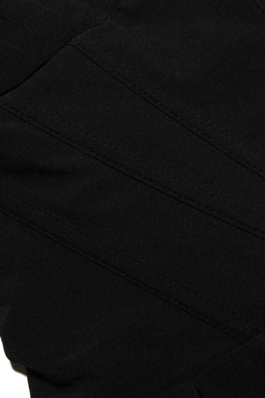 Woman wearing a figure flattering Gabbi Bodycon Midi Dress - Classic Black BODYCON COLLECTION