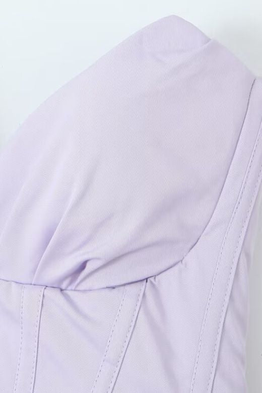 Woman wearing a figure flattering Gabbi Bodycon Midi Dress - Lavender Purple BODYCON COLLECTION