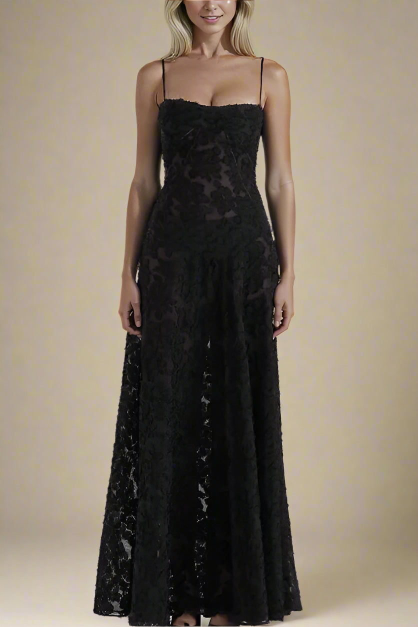 Woman wearing a figure flattering Ivy Bodycon Maxi Dress - Classic Black BODYCON COLLECTION