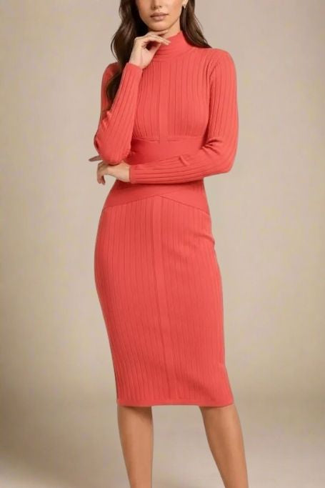 Lipstick Red Long Sleeve Jane Bodycon Midi Dress | Womens Bodycon Dresses