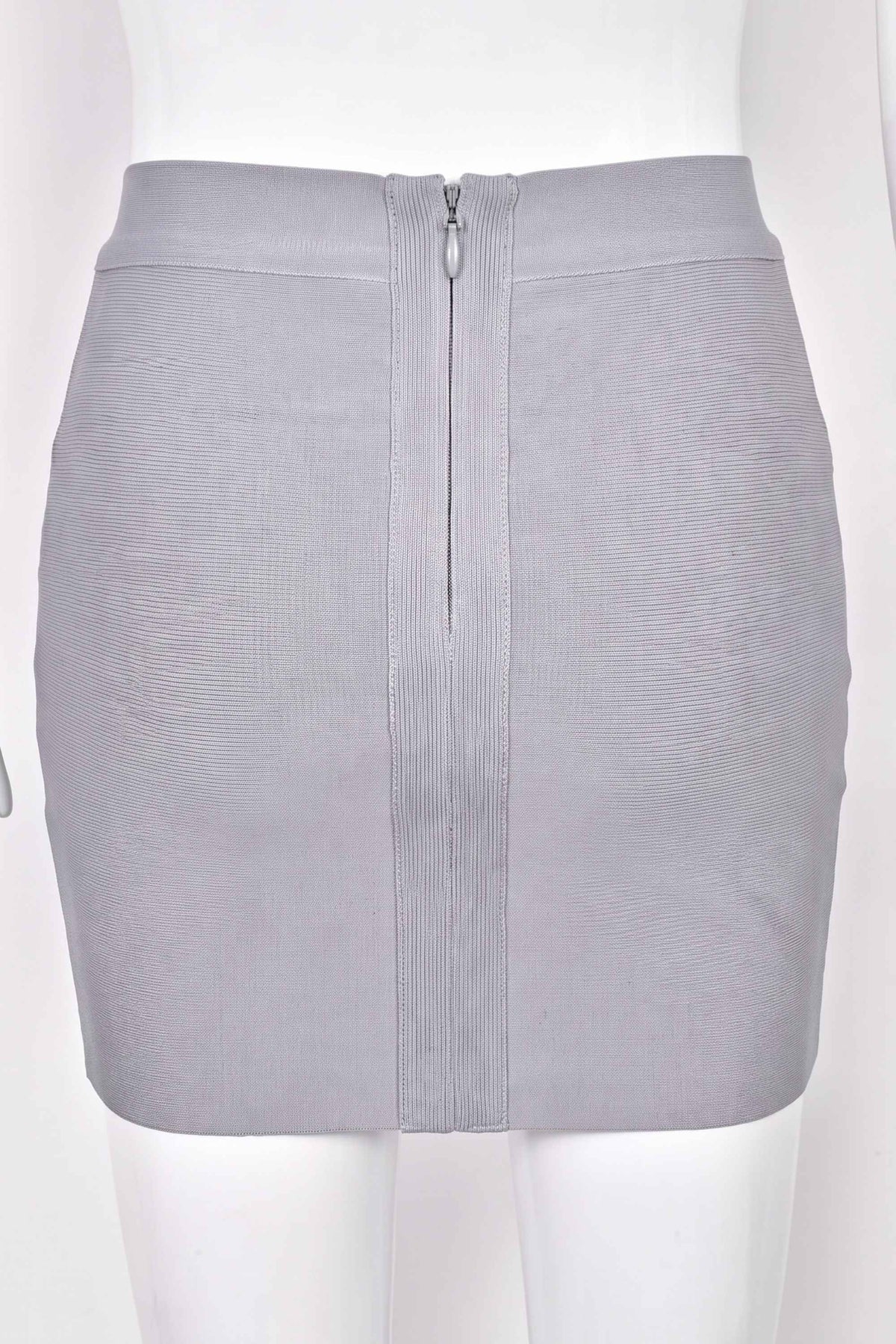 Woman wearing a figure flattering Jay High Waist Bandage Mini Skirt - Grey BODYCON COLLECTION
