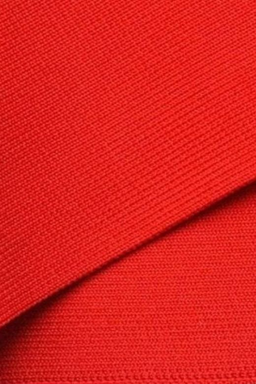 Woman wearing a figure flattering Jay High Waist Bandage Mini Skirt - Lipstick Red BODYCON COLLECTION