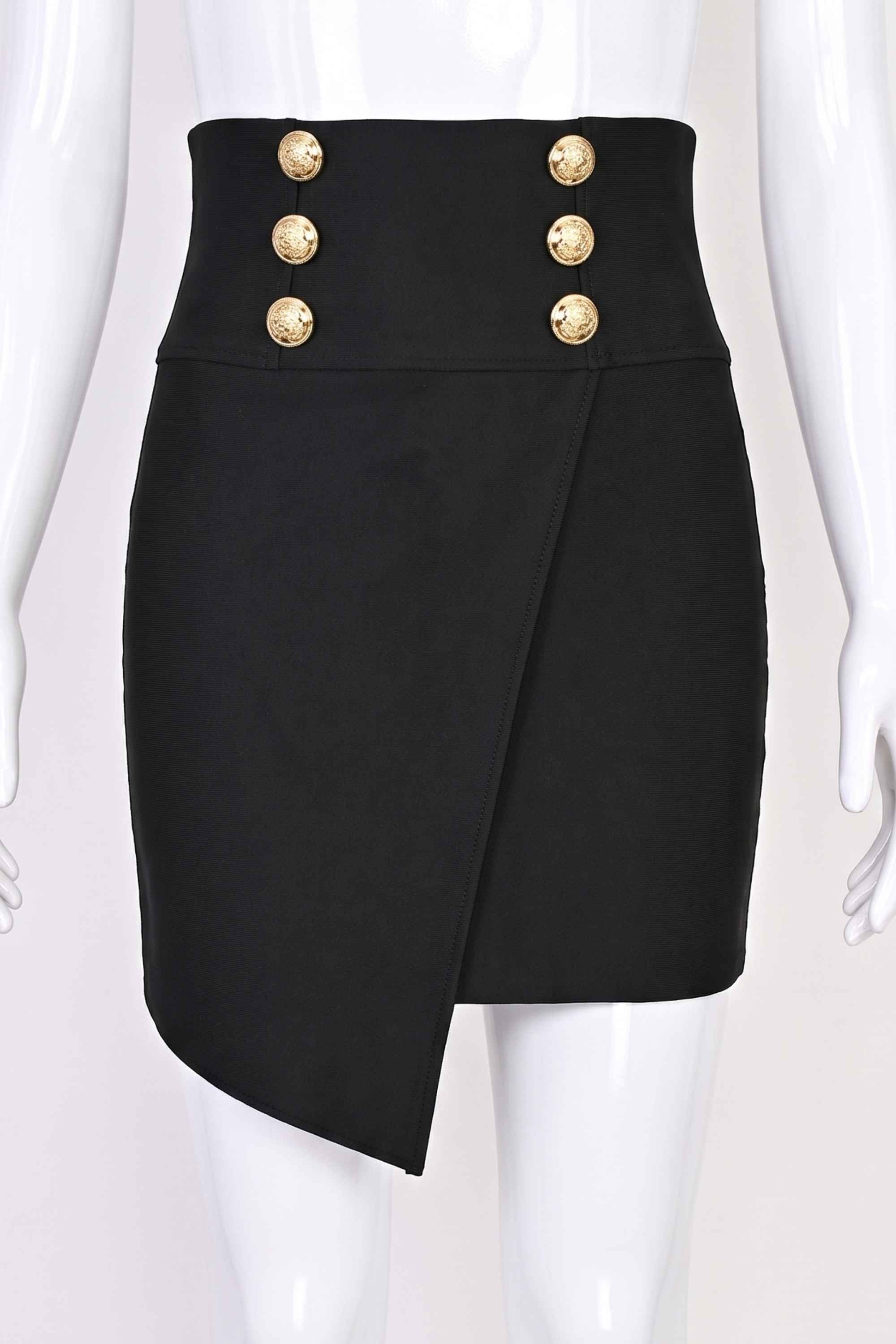 Woman wearing a figure flattering Jessie Mini Pencil Skirt - Classic Black BODYCON COLLECTION Pty Ltd