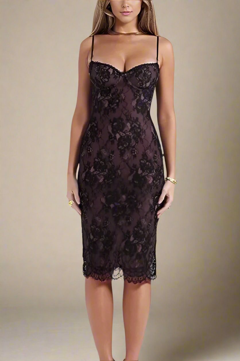 Woman wearing a figure flattering Joan Bodycon Dress - Classic Black BODYCON COLLECTION
