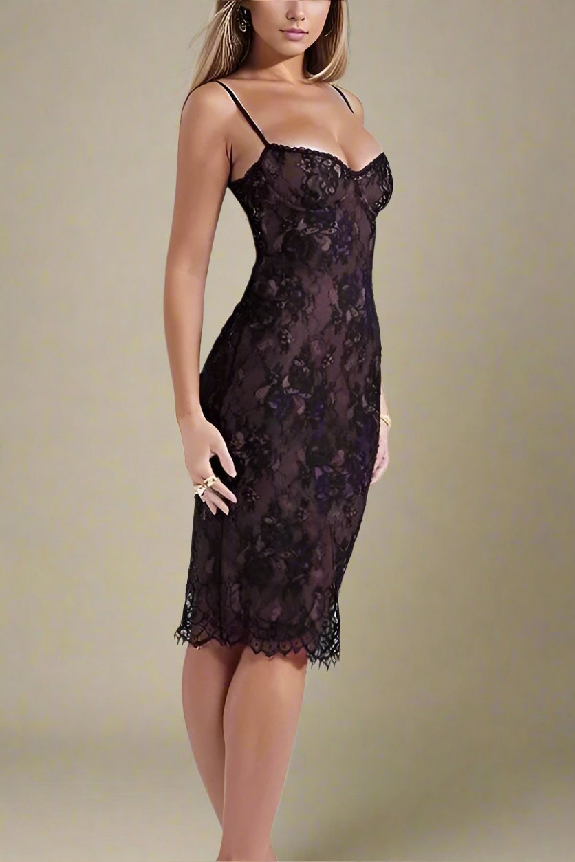 Woman wearing a figure flattering Joan Bodycon Dress - Classic Black BODYCON COLLECTION
