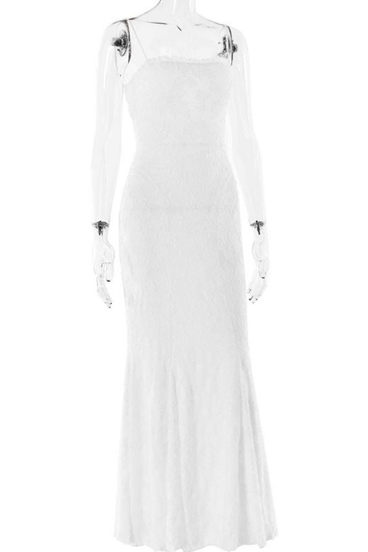 Woman wearing a figure flattering Kora Bodycon Maxi Dress - White Pearl BODYCON COLLECTION