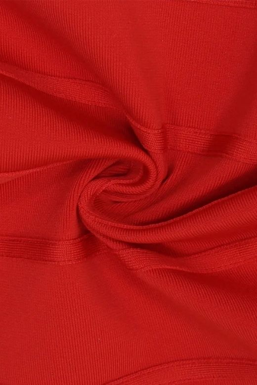 Woman wearing a figure flattering  Leah Bodycon Dress - Lipstick Red Bodycon Collection