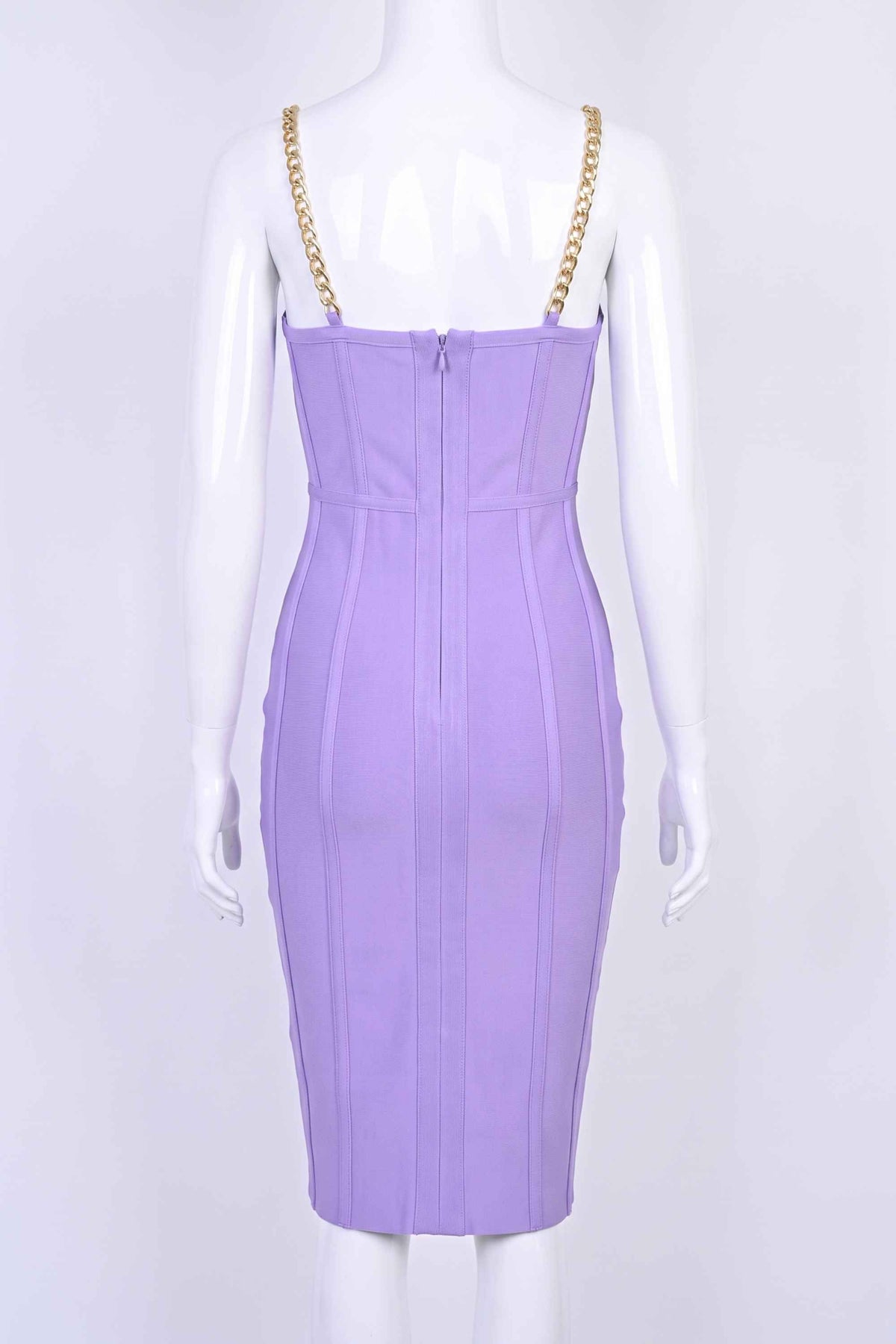 Woman wearing a figure flattering Leah Bodycon Dress - Violet Purple Bodycon Collection