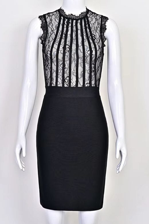 Woman wearing a figure flattering Lori Bodycon Dress - Classic Black BODYCON COLLECTION Pty Ltd