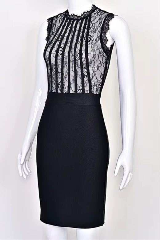 Woman wearing a figure flattering Lori Bodycon Dress - Classic Black BODYCON COLLECTION Pty Ltd