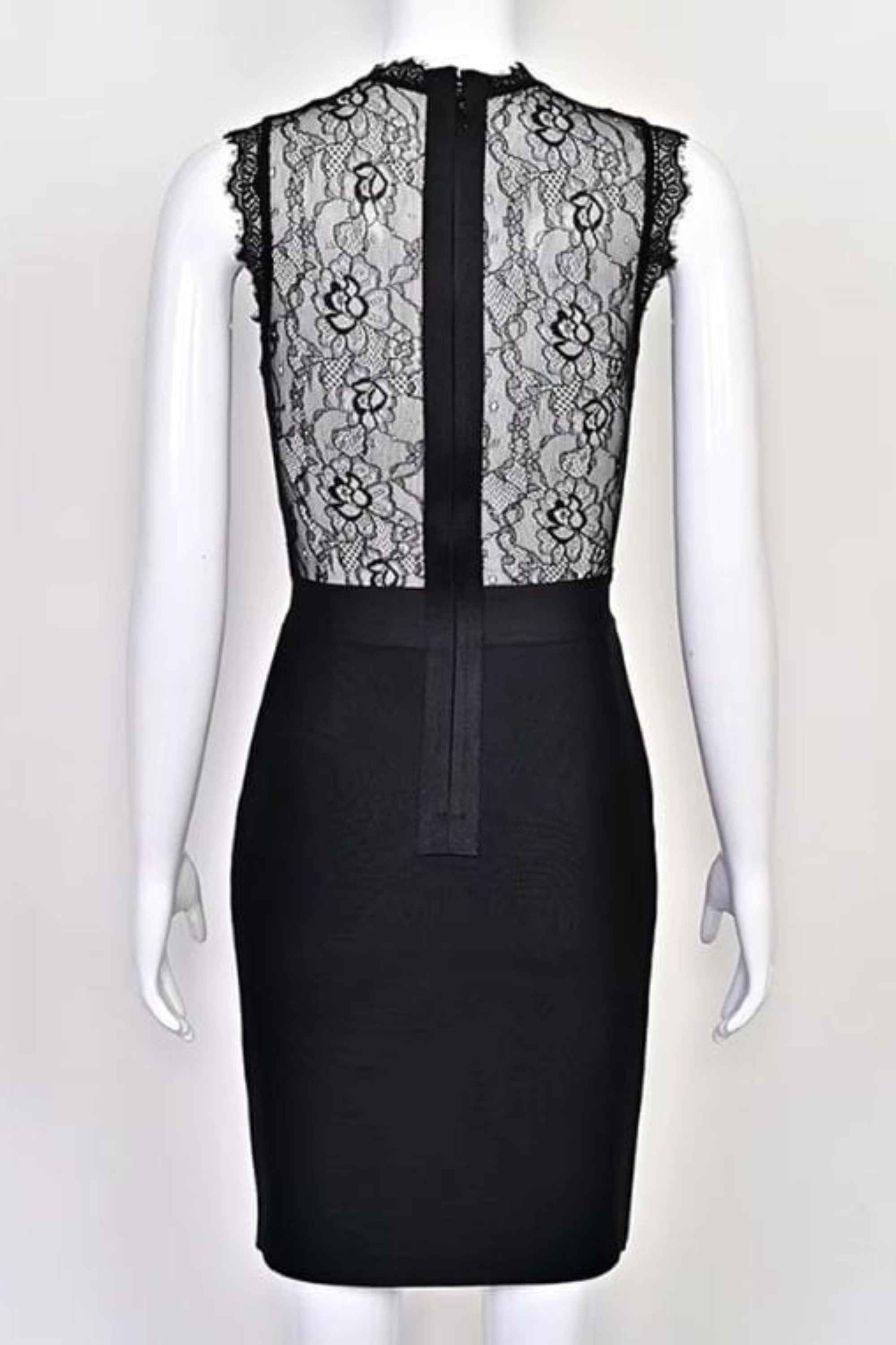 Woman wearing a figure flattering Lori Bodycon Dress - Classic Black BODYCON COLLECTION Pty Ltd