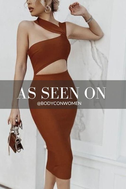 Woman wearing a figure flattering Molly Bandage Midi Dress - Red Wine BODYCON COLLECTION