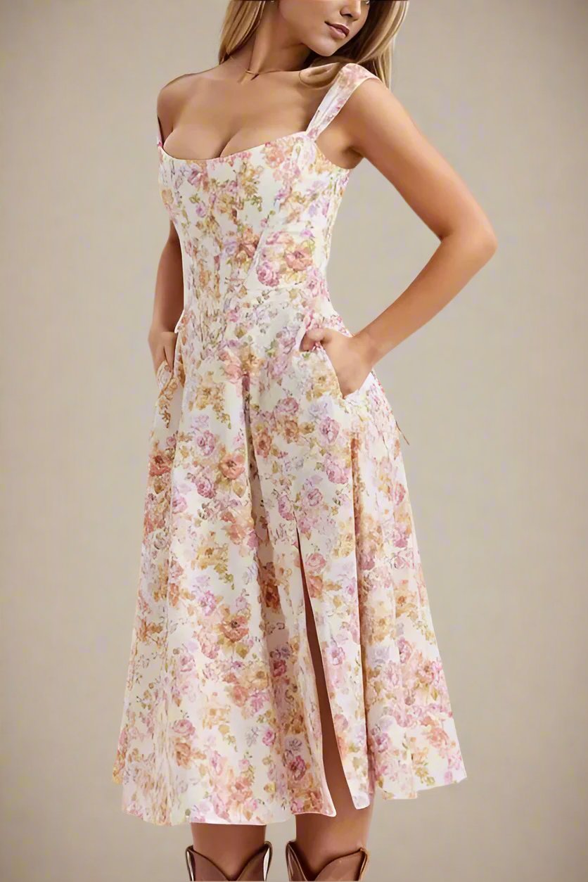 Woman wearing a figure flattering Monique Bodycon Dress - Dusty Pink BODYCON COLLECTION