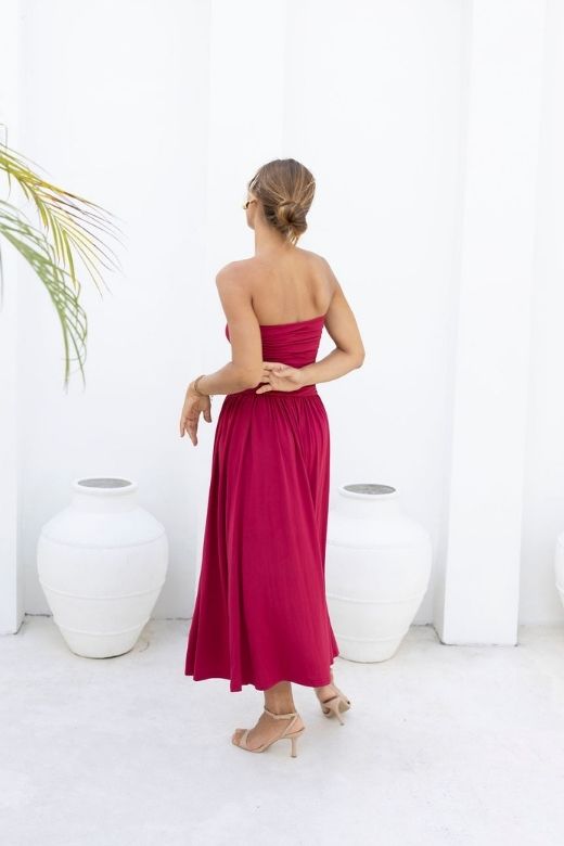 Woman wearing a figure flattering North Bodycon Wrap Midi Dress - Beige BODYCON COLLECTION Pty Ltd