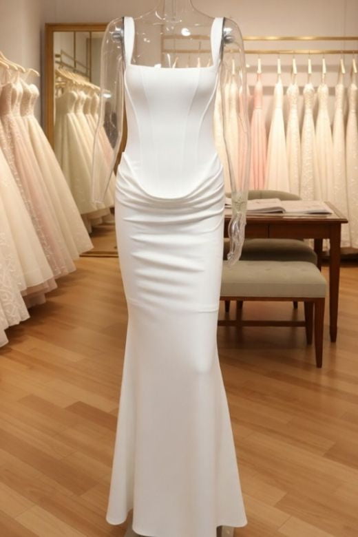 Woman wearing a figure flattering Nova Bodycon Wrap Maxi Dress - White Pearl BODYCON COLLECTION Pty Ltd