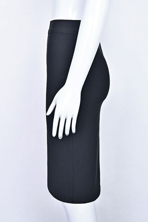 Woman wearing a figure flattering Pencil High Waist Bandage Knee Length Skirt - Classic Black BODYCON COLLECTION