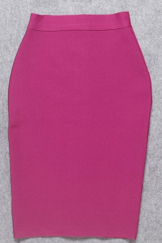 Woman wearing a figure flattering Pencil High Waist Bandage Knee Length Skirt - Magenta Pink BODYCON COLLECTION