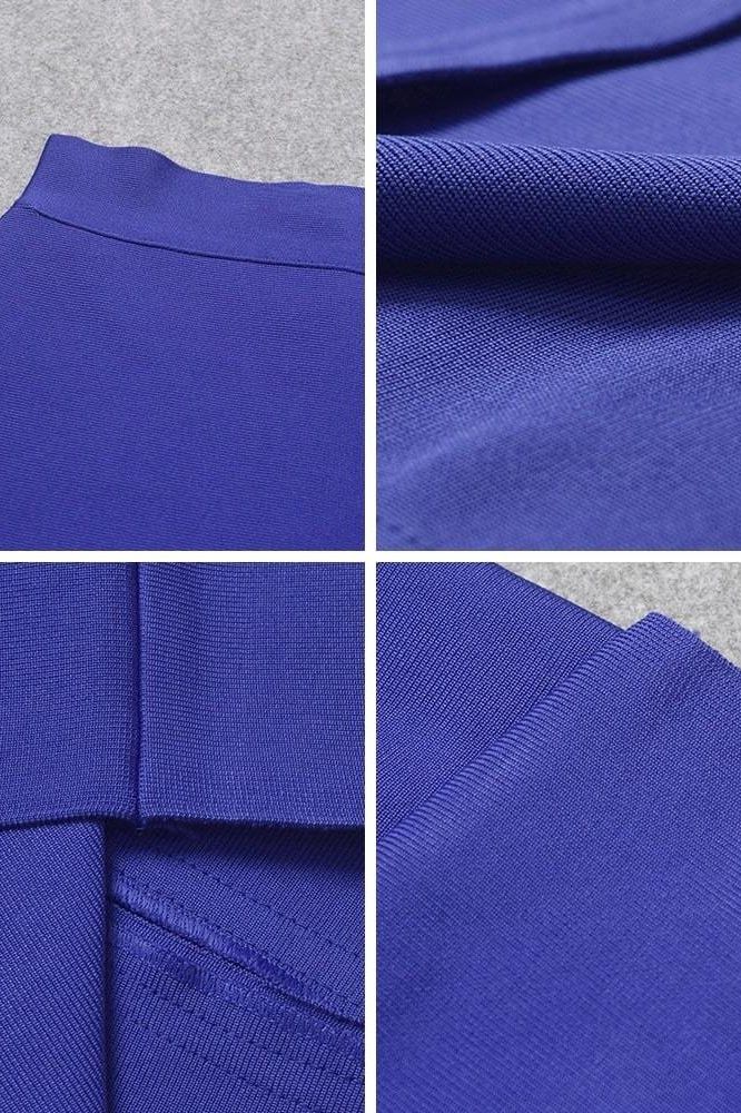 Woman wearing a figure flattering Pencil High Waist Bandage Midi Skirt - Navy Blue BODYCON COLLECTION