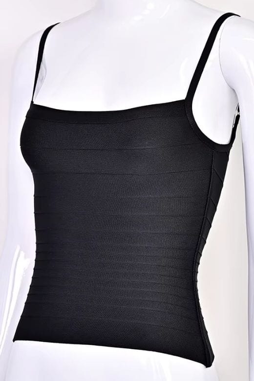 Woman wearing a figure flattering Scarlett Bandage Tank Top - White Pearl BODYCON COLLECTION Pty Ltd