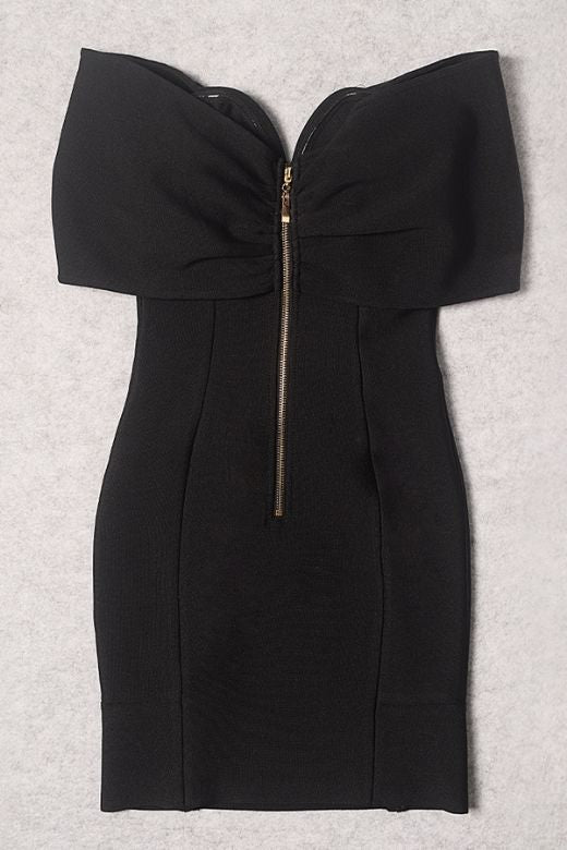 Woman wearing a figure flattering Tanya Bandage Mini Dress - Classic Black BODYCON COLLECTION