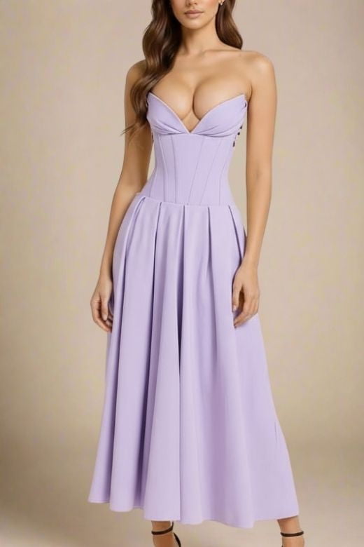 Gabbi Bodycon Midi Dress - Lavender Purple