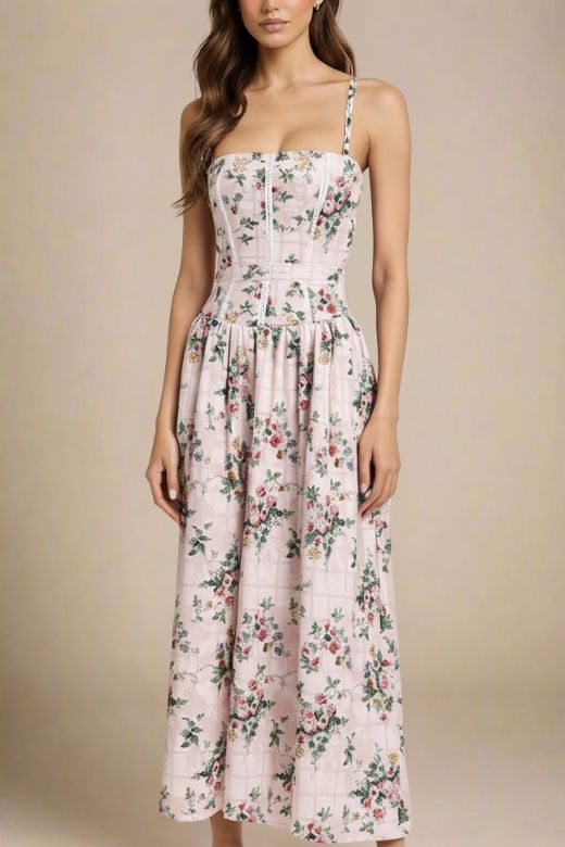 Tasmin Midi Dress - Beige Cream
