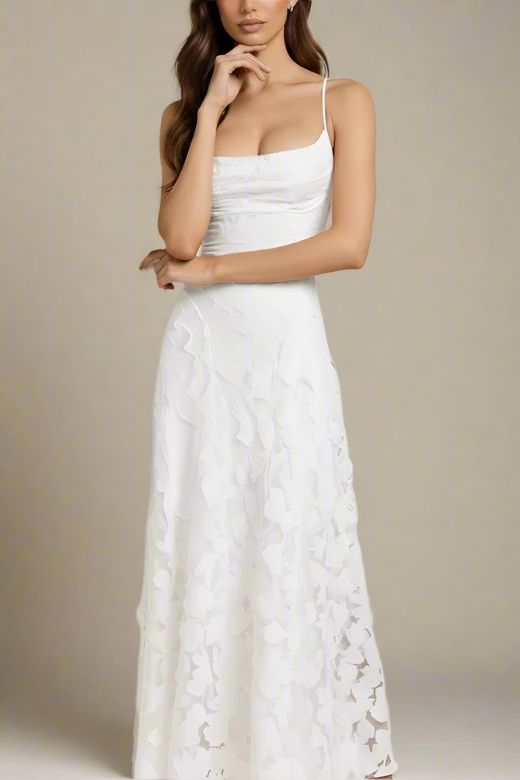 Ivy Bodycon Maxi Dress - White Pearl