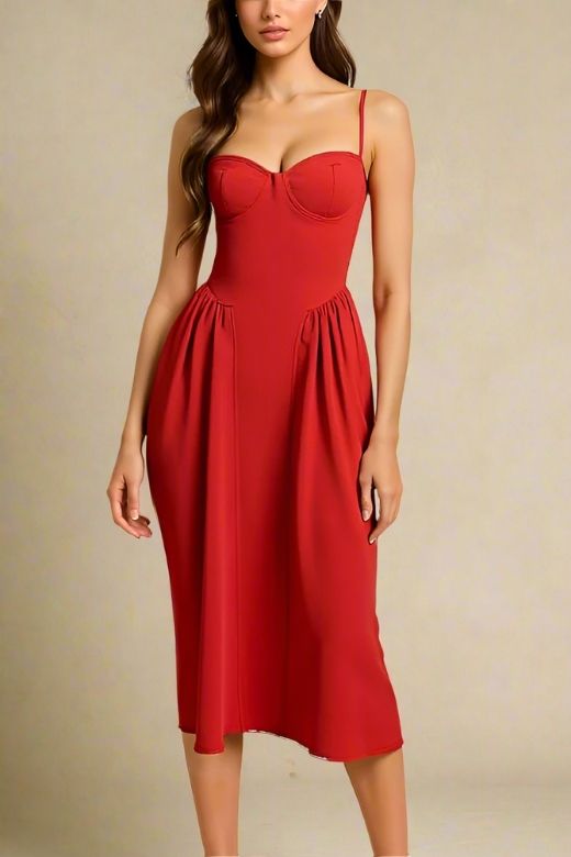 Everly Midi Dress - Lipstick Red