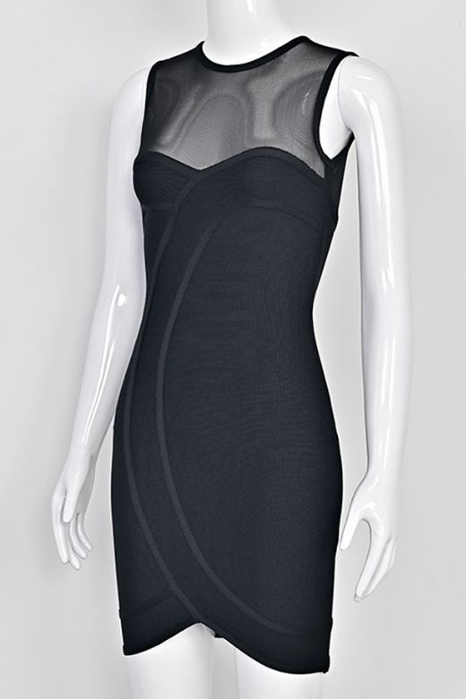 Woman wearing a figure flattering  Aspen Bodycon Mini Dress - Classic Black BODYCON COLLECTION Pty Ltd