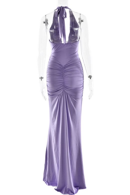 Woman wearing a figure flattering  Bella Bodycon Wrap Maxi Dress - Violet BODYCON COLLECTION Pty Ltd