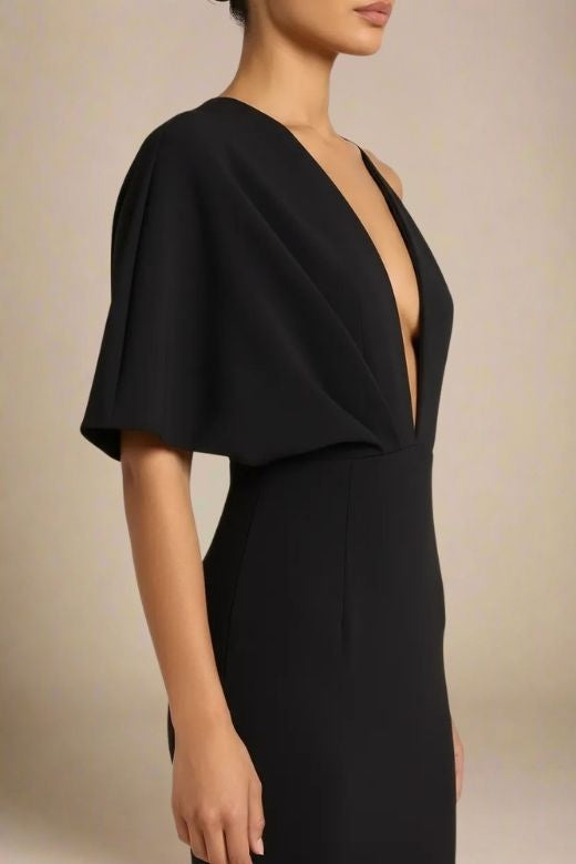 Woman wearing a figure flattering  Blake Bandage Maxi Dress - Classic Black BODYCON COLLECTION