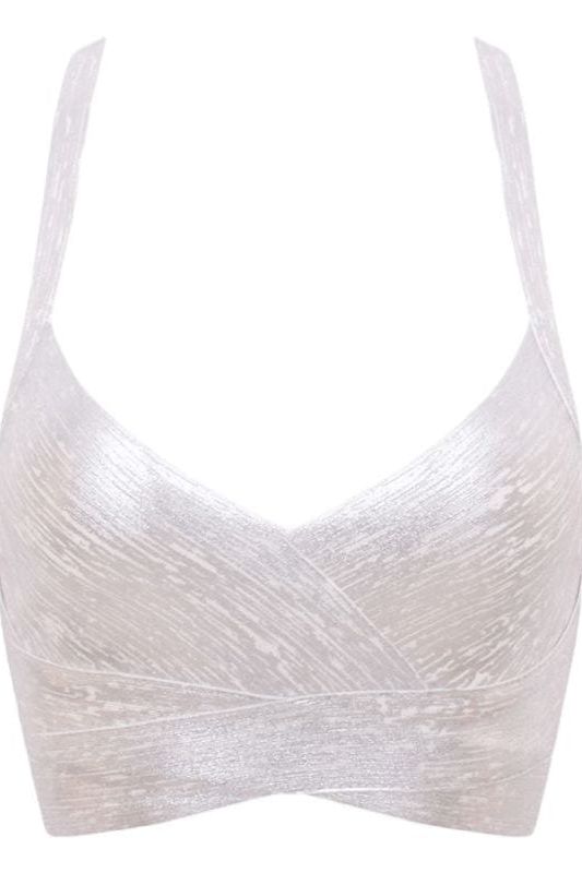 BODYCON COLLECTION Ang Bandage Crop Top - Silver Womens Dresses and Apparel Online