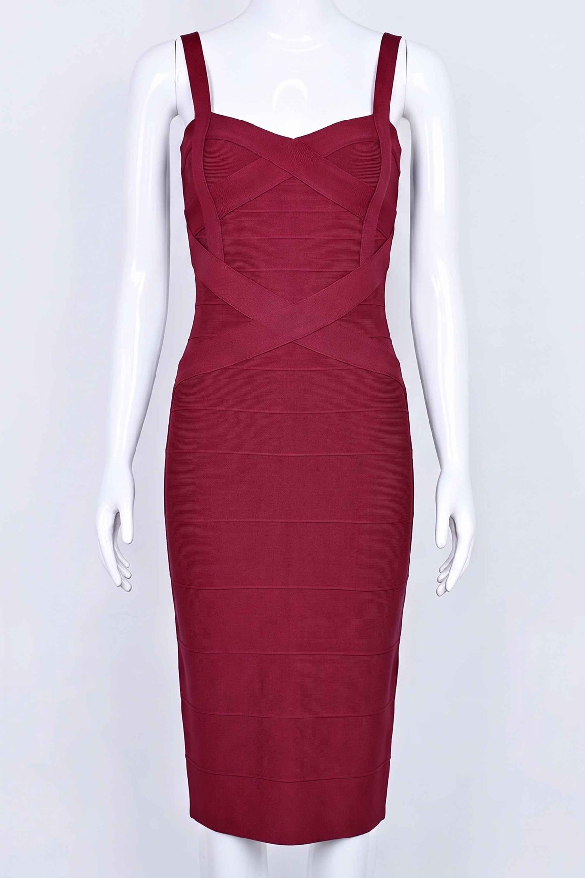 Bodycon Collection Heidi Bandage Midi Dress - Red Wine Womens Dresses and Apparel Online